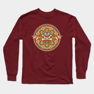 Owl Design Artwork Abstract Mandala Pattern Long Sleeve T-Shirt